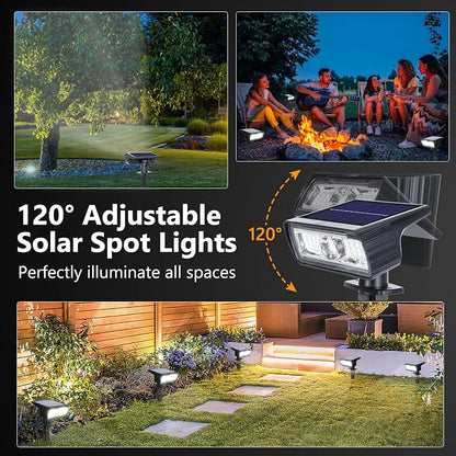 Toodour Solar Spot Light Outdoor, 6 Pack Solar Lights Outdoor with 2 Modes, Waterproof Solar Powered Flood Lights Landscape Lighting for Yard Garden Home Pathway Walkway Outdoor Decor - Cool White