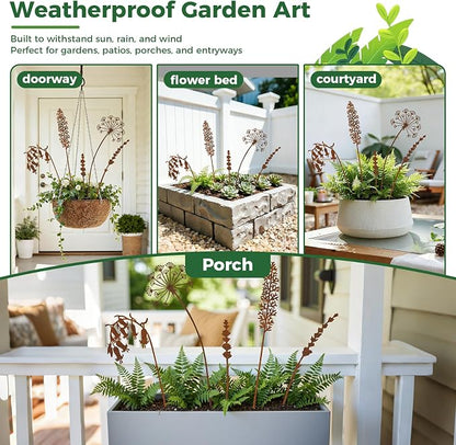 5-Pack Rustic Metal Decorative Garden Stakes, Multiple Nature-Inspired Designs, Metal Flowers Indoor&Outdoor Garden Decor, Gift-Boxed Yard Art for Pots, Planters Flower Beds (Wildflower Mix Set)