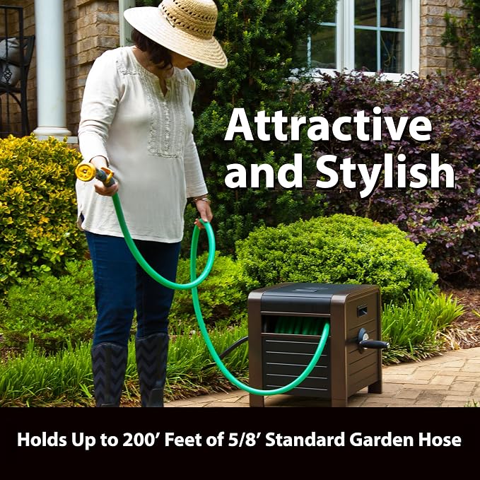 Liberty Garden Elite Hose Reel and Storage Box Bundle with Flexzilla Garden Hose (100 ft.)