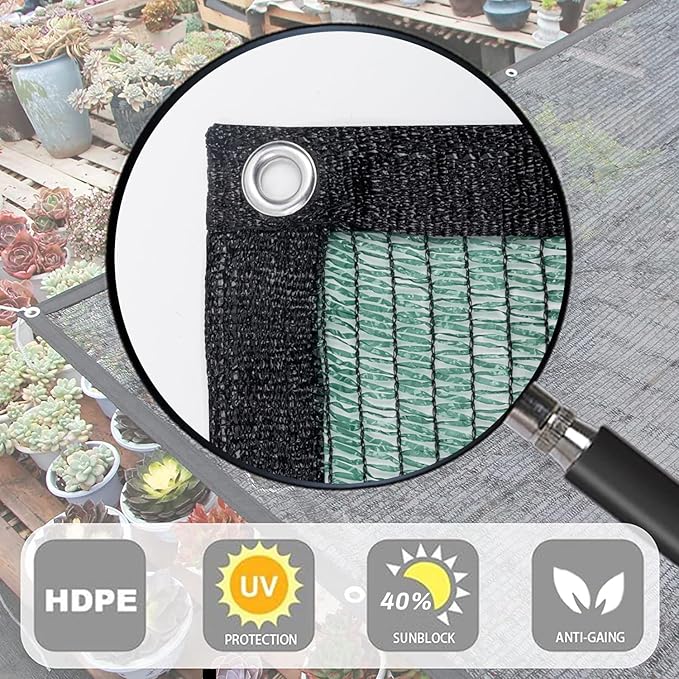 LOVE STORY 12x20FT 40% Dark Green Shade Cloth Sun Shade Net with Grommets Sunblock Net Mesh Tarp for Garden,Plants Cover,Greenhouse and Patio