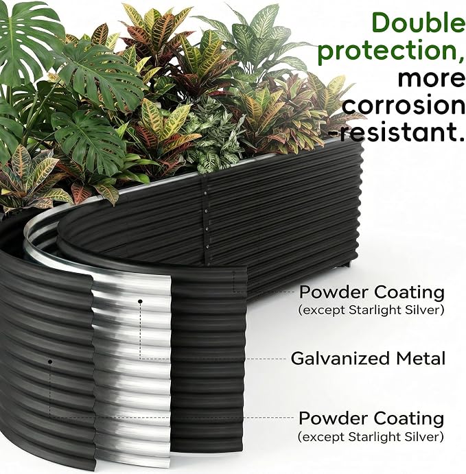 Land Guard 2 Pack 6×3×2 ft Galvanized Metal Raised Garden Bed, 2FT Deep Root Elevated Planter Box Steel Large Vegetable Flower Bed Kit, Gray