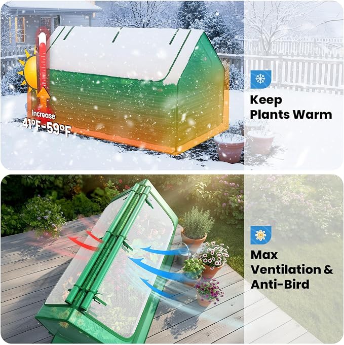 Quictent Raised Garden Bed Galvanized Raised Beds for Gardening Vegetables with Cover 8x4x2 ft Metal Planter Box Outdoor Use, Green