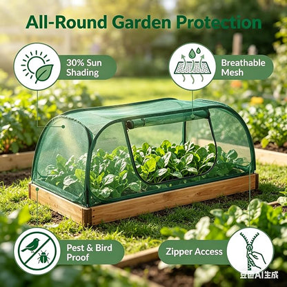 2Pack Raised Garden Bed Covers(45"X22"X18"), Pop Up Mesh Plant & Vegetable Cover,30% Sunblock Plant Shade Tent, Outdoor Planter Protection, Sun & Insect Guard