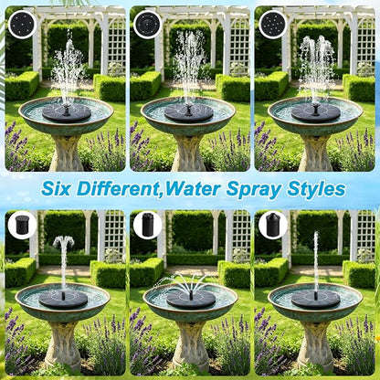 Floating Solar Fountain Pump, Upgrade 1.5W Solar Powered Water Pump with 6 Spray Nozzles & 4 Fixed Pipes, Solar Fountain for Bird Bath, Garden Pond, Pool, Outdoor