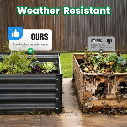 Quictent Raised Garden Bed Galvanized Raised Beds for Gardening Vegetables with Cover 8x4x1 ft Metal Planter Box Outdoor Use (Green)