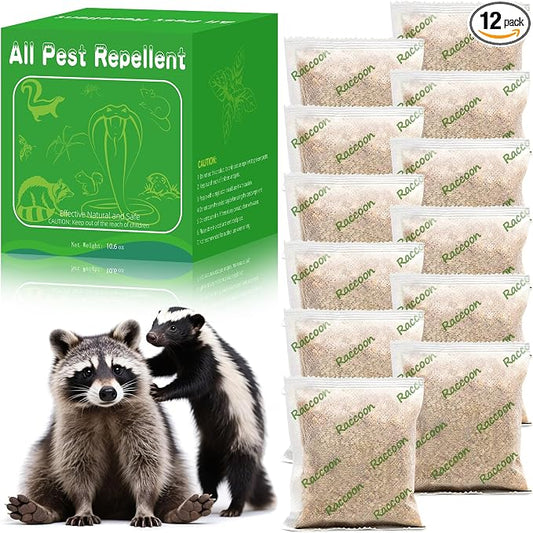 12pack Skunk Repellent Outdoor – Keep Skunk Out of Yard & Garden, Natural Peppermint Oil Skunk Deterrent, Long-Lasting Animal Repellent Granules, Safe for Pets & Plants