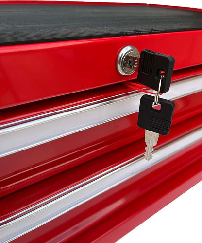 Workington Industrial 2 Drawers Portable Metal Intermediate Box, 26" Middle Tool Chest Cabinet with Ball Bearing Drawer Slides, Steel Tool Storage Box Organizer 4008 Red