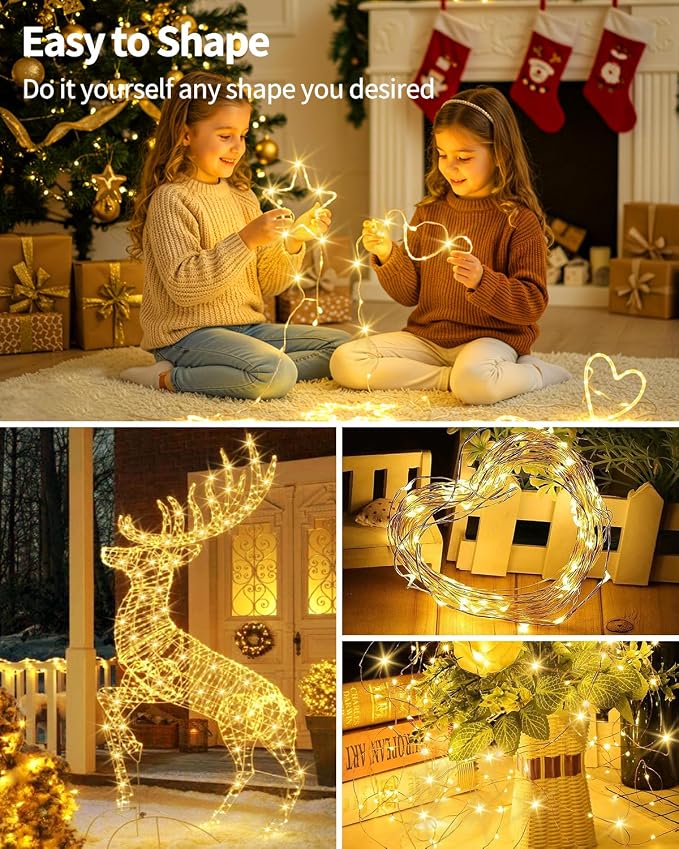 SenLuKit Copper Wire Fairy Lights Waterproof Plug in Christmas String Lights with Remote for Living Bed Room, Backyard, Patio, Garden, Porch, Wedding or Christmas Decorations