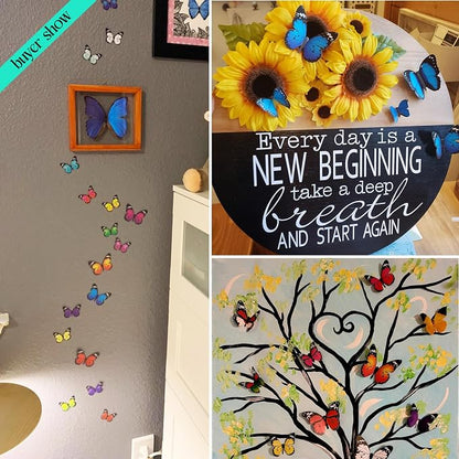 Butterfly Wall Stickers - 80 Pcs 3D Butterflies Decor Mural Wall Decals for Home Room Bedroom Decorations, Removable Reusable Decor