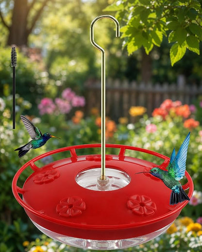 FEED GARDEN Hummingbird Feeders for Outdoors,16oz Leak-Proof Dish-Style Nectar Feeder Built-in Ant Moat, 5 Feeding Ports, Wide Mouth Easy Clean, BPA-Free Garden Decor Gifts