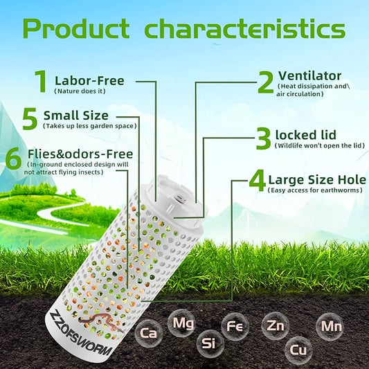 Inground Worm Farm Composter | Underground bin with locking lid, 360° airflow, odor-free, turns food waste into fertilizer for garden beds