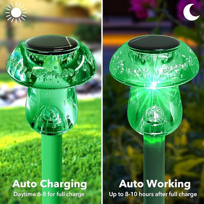 Benany Solar Lights Outdoor, St Patricks Day 16 Pack Mushroom Landscape Lights Waterproof, Solar Powered LED Lighting for Garden Yard Path Pathway Lawn Walkway Driveway Backyard Decor (Green)