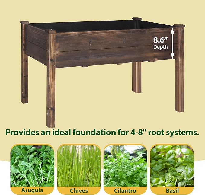 MUPATER 48 x 24 x 30in Raised Garden Bed, Wood Elevated Planter Box with Legs, Outdoor Raised Beds for Gardening, Backyard, Patio and Balcony, Rustic