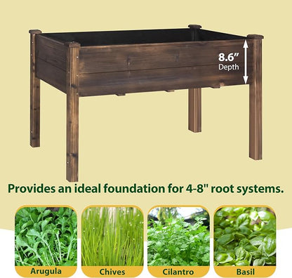 MUPATER 48 x 24 x 30in Raised Garden Bed, Wood Elevated Planter Box with Legs, Outdoor Raised Beds for Gardening, Backyard, Patio and Balcony, Rustic