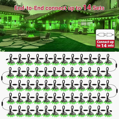 LAMPHOME LED Outdoor String Light, 26Feet Patio Lights with 12+1 Edison Shatterproof Bulbs(1Spare), UL Waterproof Outside Lights connectable Dimmable for Backyard Porch Decor,Green