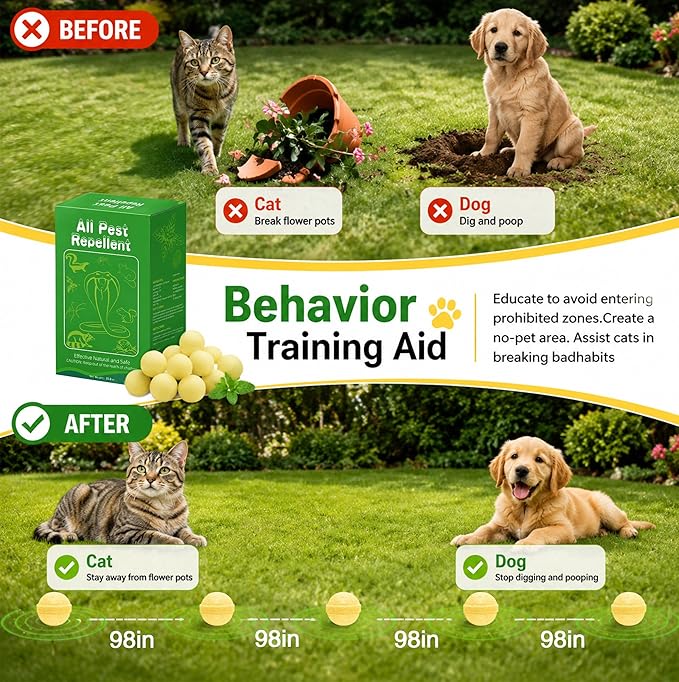 Cat and Dog Deterrent Outdoor, 36 Pcs Cat Repellent Outdoor, Natural Peppermint Oil Cat Deterrent Outdoor & Indoor, Keep Cats Out of Yard Permanently, Keep Cats Off Lawn, Garden, Furniture, Flower