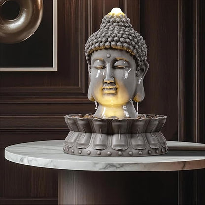 Kalona Buddha Water Fountain Outdoor with LED Lights, Buddha Statue Outdoor Garden Zen Fountain with Stones, Water Feature for Patio, Porch, Backyard, Lawn & Home Decor