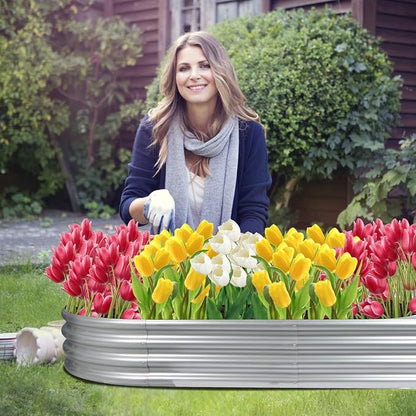 GADI Metal Raised Garden Bed 7×3ft Galvanized Planter Box for Vegetables, Flowers, Herbs, and Succulents, 2 Sets