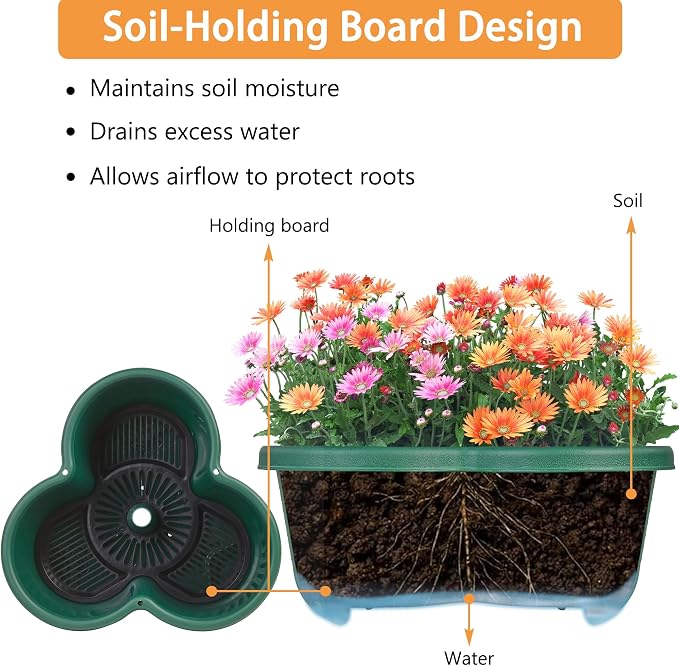 VECELO 7 Tier Vertical Garden Planter, Self Watering Stackable Planters with Wheels for Strawberries, Herbs, Flowers, Vegetables, Dark Green