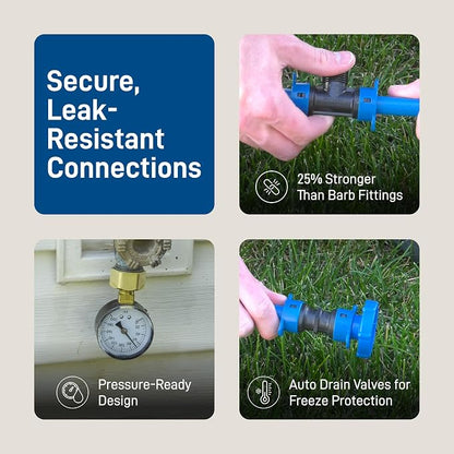 Orbit 2-Zone All-in-One Automatic Watering System - Automatic Sprinkler System for Yard Irrigation Setup - DIY Lawn Kit - Double Outlet Hose Timer - Easy Push-Fit Technology - Large Coverage - 50021