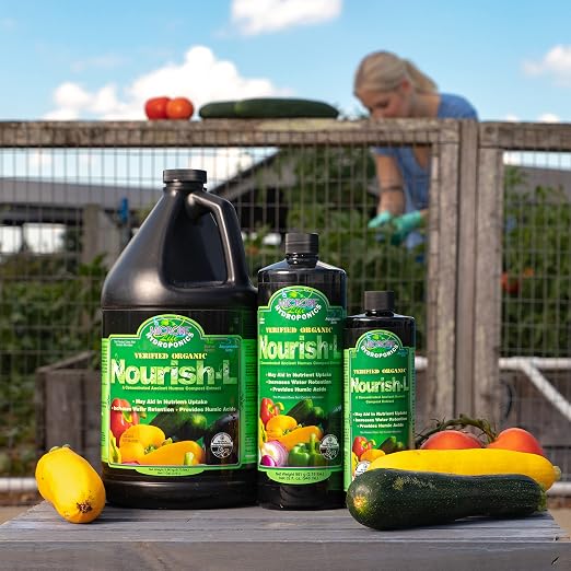 MICROBE LIFE HYDROPONICS Nourish-L Liquid Fertilizer, Stimulator to Enhance Plant Nutrient Absorption for Fruits & Vegetables, Use with Any Feeding Systems Including Hydroponics or Soil, 32 Ounces