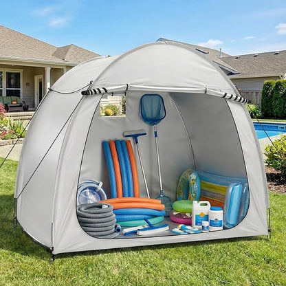 VINGLI Bike Storage Shed Tent for 4-5 Bikes, Outdoor Portable Bicycle Storage Shed with Carry Bag, Waterproof Bike Tent for Motorcycle, Garden Tools, Lawn Mower, Light Gray