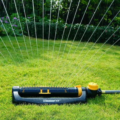 65133AMZ Melnor Turbo Oscillating Sprinkler W/Timer & 65131AMZ Mini Oscillator Sprinkler Bundle, Black, Yellow
