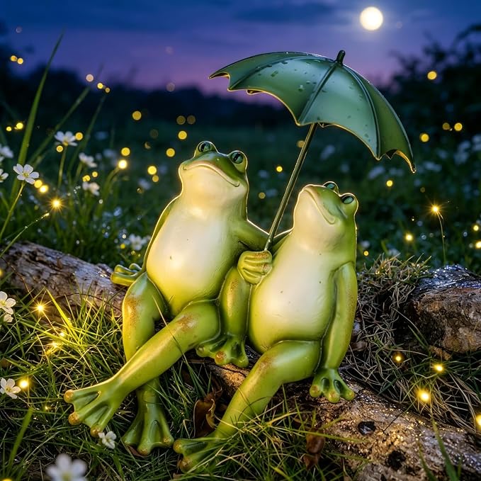 Couple Frogs Garden Outdoor Statue - Frogs Decor Garden Statue 8.5" x 11" x 6.5"