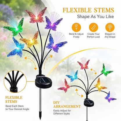 JJGoo 2 Pack Solar Garden Lights, Solar Butterfly Swaying Light for Outside, New Upgraded Outdoor Waterproof Light for Garden Patio Yard Front Porch Decor