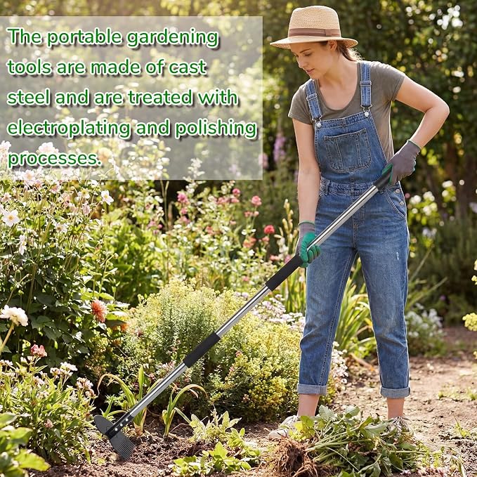 Garden Tools,Weeder Tool,63" Weed Puller Tool with Long Handle,12 Claw Steel Head,Easy Weeding Without Bending or Squatting Down,Weeding Tools Suitable for Farm Planting,Gardening