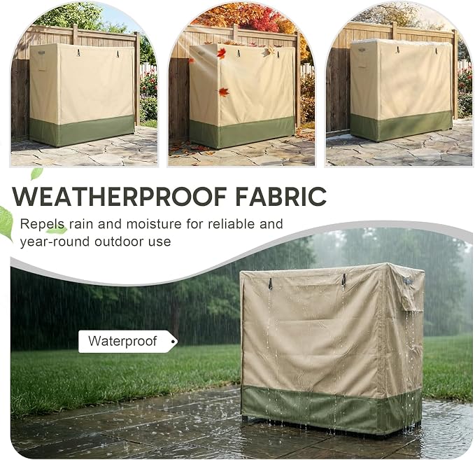 COWVIE Waterproof Firewood Rack Cover, 4 FT | Zipper and Air Vent, 600D Heavy-Duty, For Wood Rack, For Outdoor Firewood Storage Rack