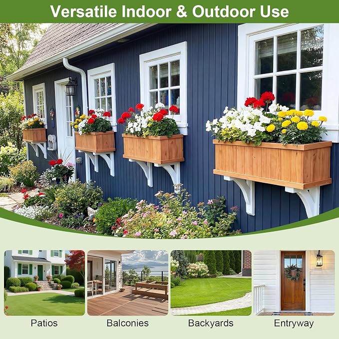 Giantex Raised Garden Beds, Set of 2, Outdoor Wooden Planter Boxes | Removable Bottom Panels, Drainage Holes and Bed Liners for Vegetables, Herbs and Flowers
