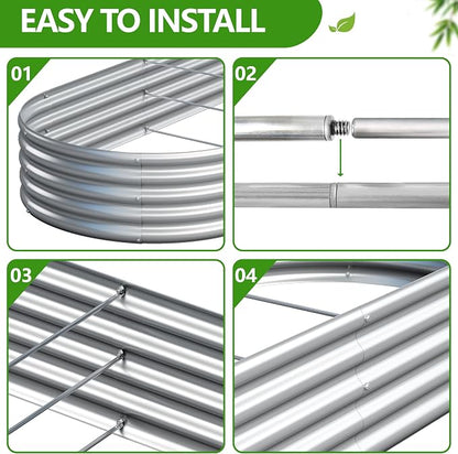 2PCS 8x4x1ft Galvanized Metal Raised Garden Bed Kit,Outdoor Planter Box Vegetables,Flowers,Herbs Durable Rust-Resistant Patio Gardening Beds