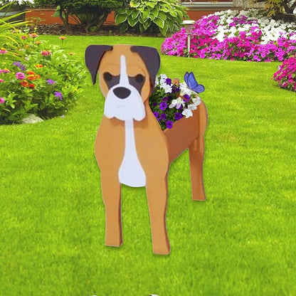 Boxer Dog Planter Pots, 9.45 x 6.38 x 13.39 Inches | Dog Flower Pot, Cute Animal Shaped Plant Pot, Gifts for Women & Pet Lovers, Indoor Outdoor Garden Home Office Decor