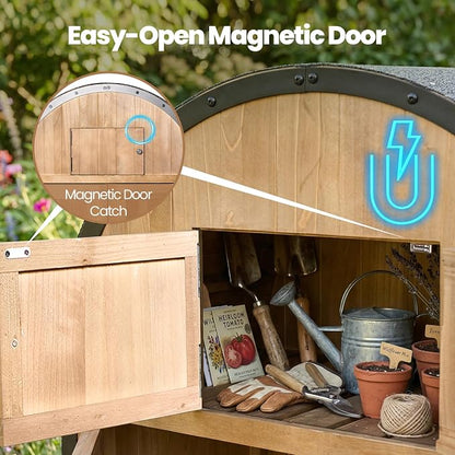 NORTHSKY Outdoor Storage Shed, Waterproof Garden Tool Cabinet with Domed Roof & Double Doors, Lockable 5-Storage Organizer for Patio Lawn Backyard - Solid Wood & Metal Frame