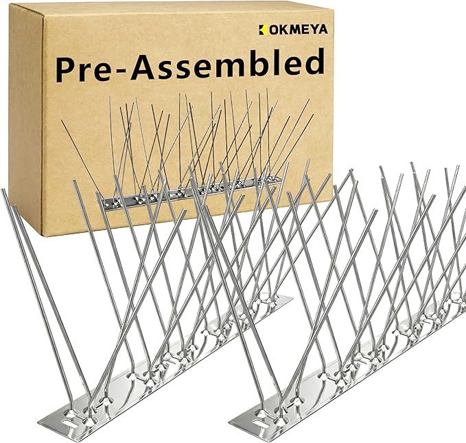 Bird Spikes Install,304 Stainless Steel Bird Deterrents Spikes for Outside to Keep Birds Away Bird Scare Devices Outdoor (60, Metal)
