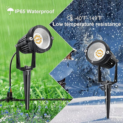 7W Low Voltage Landscape Lights with Connectors and Spike Stands (6 Pack) | 7W Low Voltage LED Landscape Lights with Connectors Outdoor 12V Super 900LM Warm White Waterproof Garden Pathway Lights