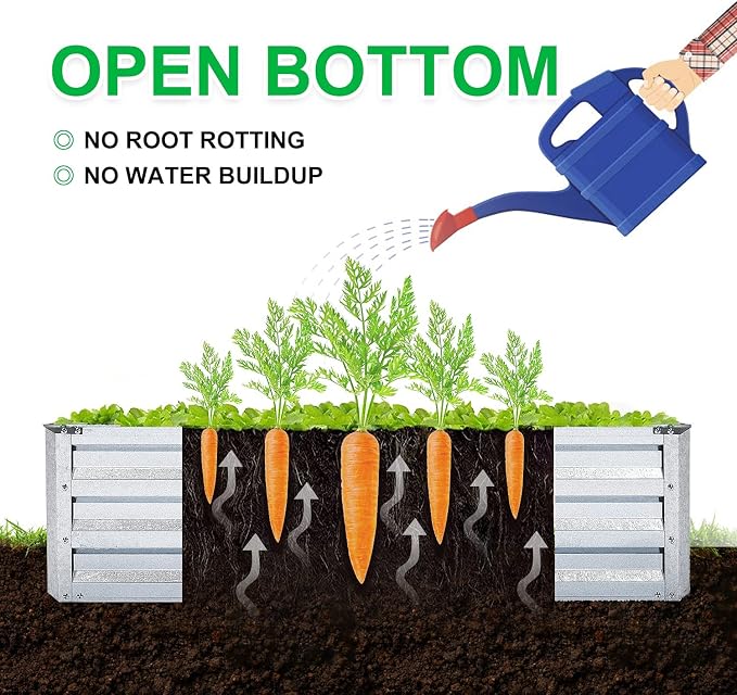 Mofesun Galvanized Raised Garden Bed 2pcs Pack - Metal Raised Bed Garden Kit 4'x8'x1' for Flower Planters, Vegetables Herb
