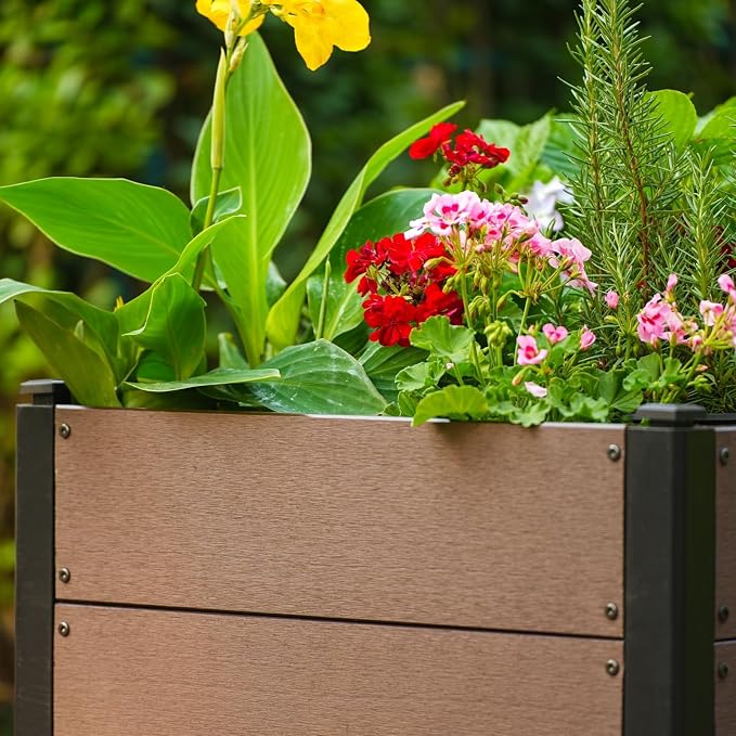 Garden Raised Bed, 25 * 25 * 24in Deep Root Planter Box for Patio, Outdoor Herb, Vegetable, and Flower Gardening - Durable Wooden Style Planter Box for Easy Mobility and Clearance