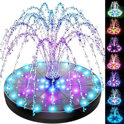 SZMP Solar Fountain 4W Bird Bath Fountains Upgraded 60 LED Lights, Built-in 4000 mAh Battery with 7 Nozzles & 4 Fixers, Solar Water Fountain for Garden, Bird Bath, Pool, Pond, Outdoor