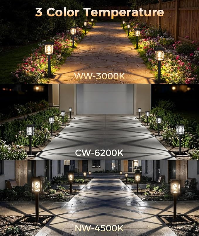 XMCOSY+ Solar Lights Outdoor, 8 Pack 50LM Bright Solar Pathway Lights, IP65 Waterproof 3-in-1 Garden Light for Yard Backyard Driveway Walkway Landscape Path (Warm/Cool White)