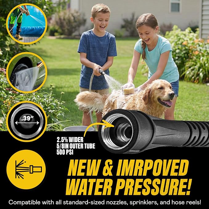 BIONIC STEEL 25 Ft Metal Garden Hose with Sprayer Nozzle | Non Kinking Design, Stainless Steel Heavy Duty Water Hose 25Ft x 5/8 in. Flexible & NON Expandable for Water Flow, 500 PSI