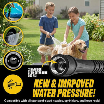 BIONIC STEEL 25 Ft Metal Garden Hose with Sprayer Nozzle | Non Kinking Design, Stainless Steel Heavy Duty Water Hose 25Ft x 5/8 in. Flexible & NON Expandable for Water Flow, 500 PSI