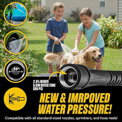 BIONIC STEEL 100 Ft Metal Garden Hose with Sprayer Nozzle | Non Kinking Design, Stainless Steel Heavy Duty Water Hose 100 Ft x 5/8 in. Flexible & NON Expandable for Water Flow, 500 PSI