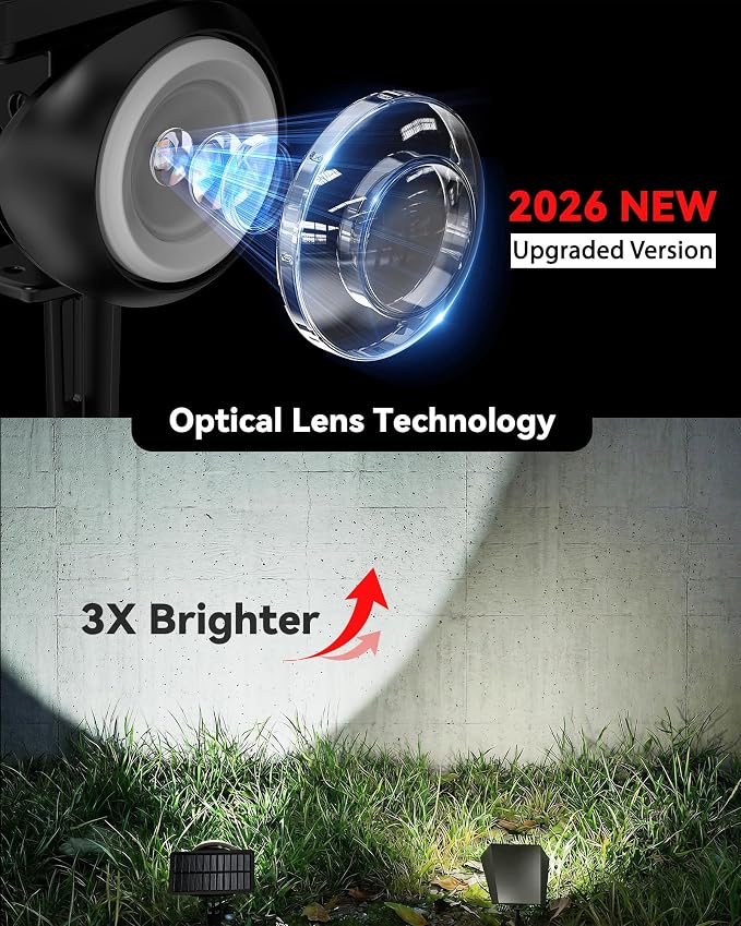 Focusing Solar Spot Lights Outdoor Waterproof, RGB+3CCT Tree Uplights 8Pack | Multicolor Focused Lens Spotlight, Dusk-to-dawn Light, Stake or Wall Mounting for Yard Landscape Garden Path Halloween Decor