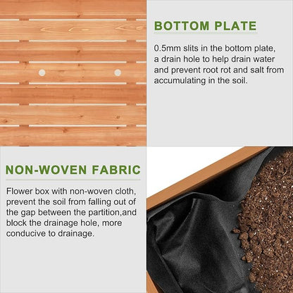 BIRASIL Outdoor Raised Garden Bed, Wood Planter Box for Vegetable Flower, Elevated Reinforced Large Garden Planters Boxes for Backyard Patio Gardening Balcony (48”L, Brown)