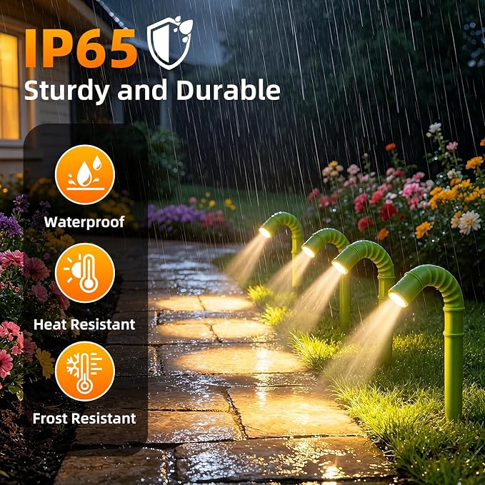 Solar Garden Lights, Solar Pathway Lights Outdoor 4 Pack, 3500K Warm LED Solar Lights Outdoor Waterproof with Split Design Flexible Bend Bamboo Stakes for Yard Lawn Patio Decor Outside