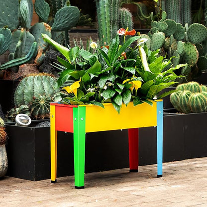 Raised Garden Bed, Garden Raised Planter Box with Legs, Galvanized Garden Planter for Herbs and Vegetables (Multi-Colored)