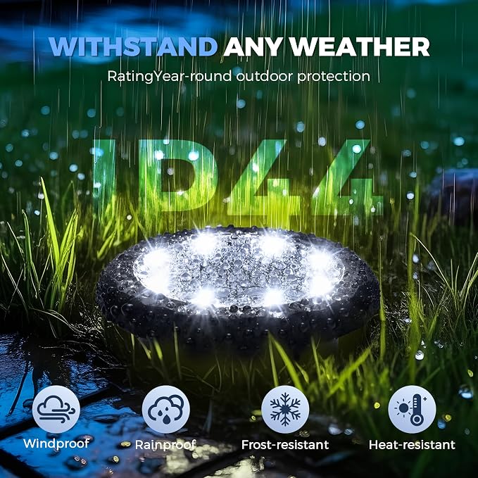 SOLPEX Mini Solar Ground Lights, 12 Pack Pathway Solar Lights Outdoor Waterproof, Garden Lights for Driveway Walkway Yard Landscape (Cool White)