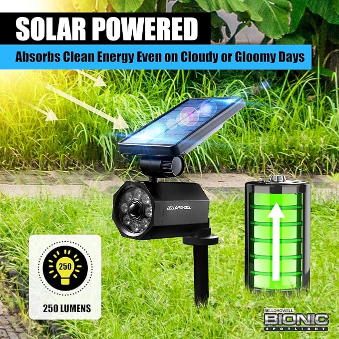 Bell+Howell Bionic Spotlight LED Solar Lights Solar-Powered Spot Light with 25 Feet Motion Sensor Outdoor Waterproof Frost Resistant Yard Outdoor Lighting As Seen On TV (Original, Set of 2)